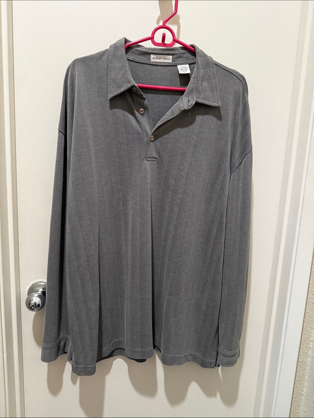 BLANK NYC Men's Long-Sleeve Polo in Charcoal Gray
